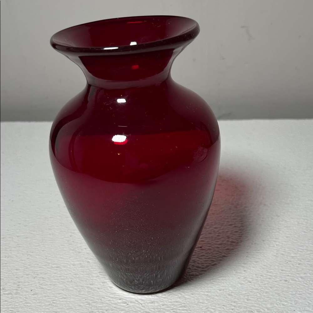 Vintage PairPoint Hand Blown Red Glass Vase.